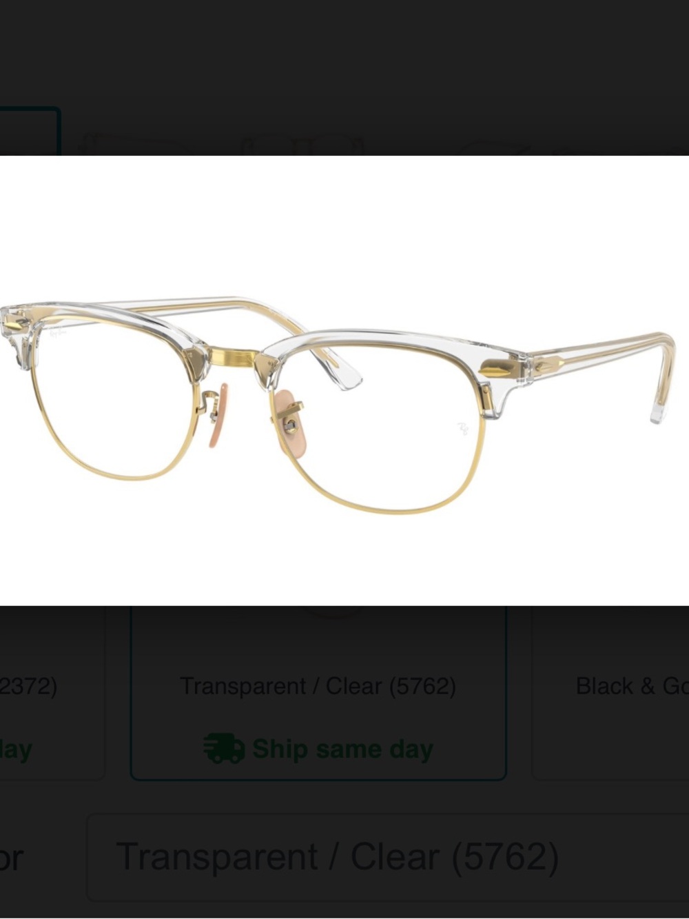 Ray-Ban Clear and Gold Clubmaster-Style Glasses